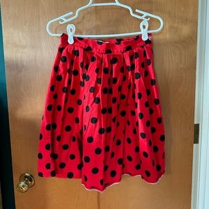 Red with black polka dots skirt size small